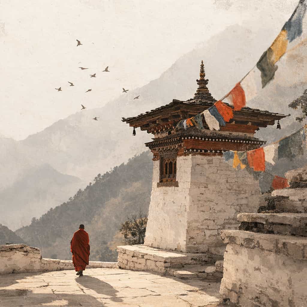 A lone traveller in a mountain landscape — Travelescape